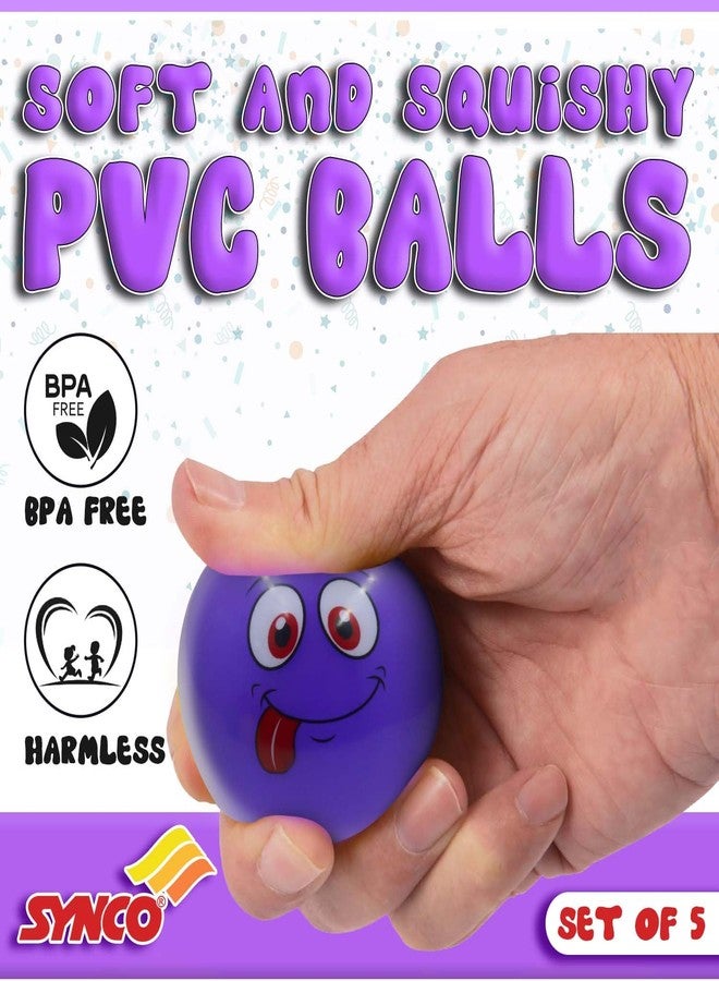 سينكو كرات إيموجي سينكو للأطفال | كرة إيموجي بوجه | كرة وجه لطيفة ناعمة من مادة PVC | لعبة للأطفال | كرات ناعمة مبتسمة | لعبة ملونة | غير سامة، ألوان متنوعة، مجموعة من 5 قطع - Image 2